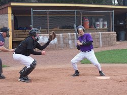 Tony DiBlasi, entering his 18th season with the Bats/D'backs, watches a high pitch go by on Opening Day.