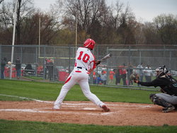 Cam Williams hit a crucial single in the bottom of the seventh, with two outs, to tie the game against West Genesee. (Photo credit: Matt Bush)