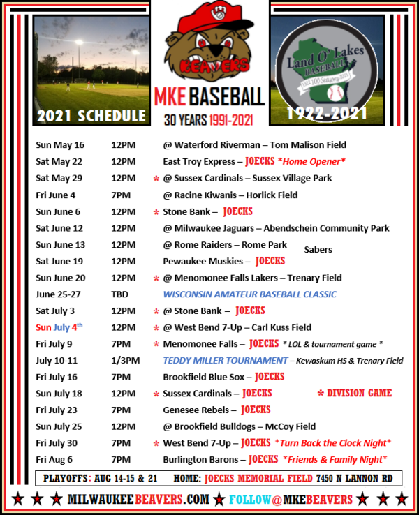 Milwaukee Beavers Baseball Home Page