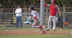 Brett Eurey heads for 2nd on a lead off double vs Cherryville.  Photo Courtesy of Lincoln Times News