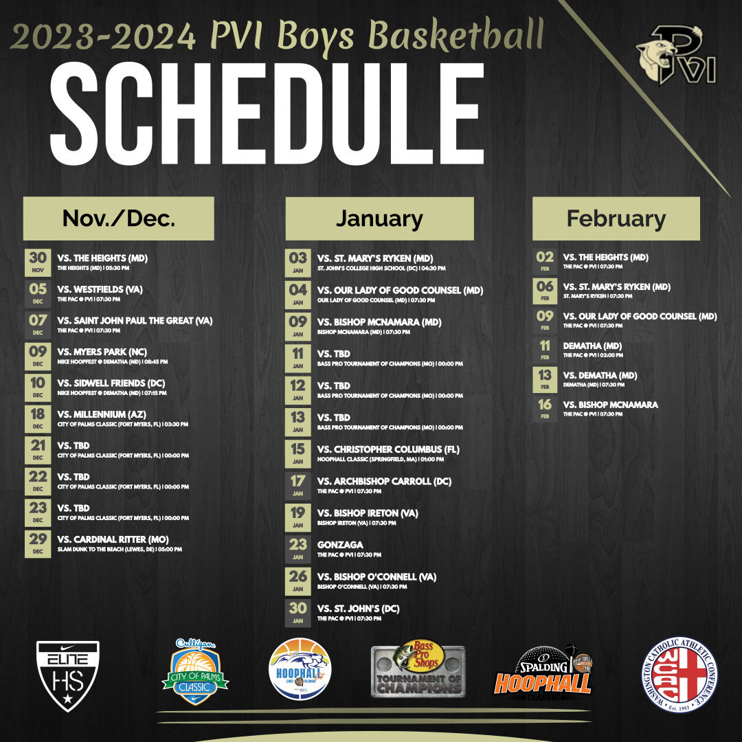 2023-2024 Varsity Schedule