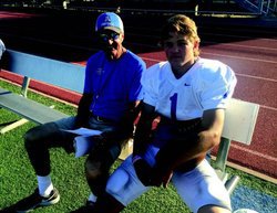 Coach Burnsed and QB Nick Kresnak
