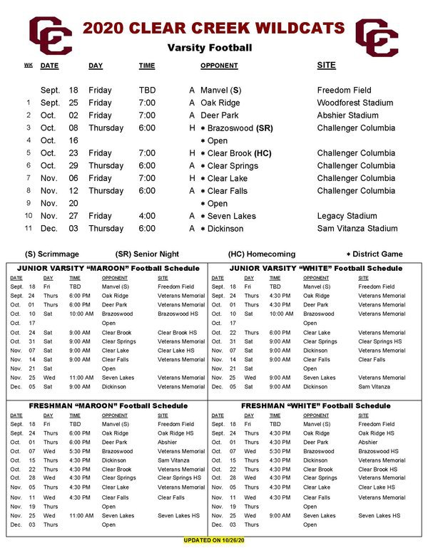 Clear Creek Football Booster Club Home Page