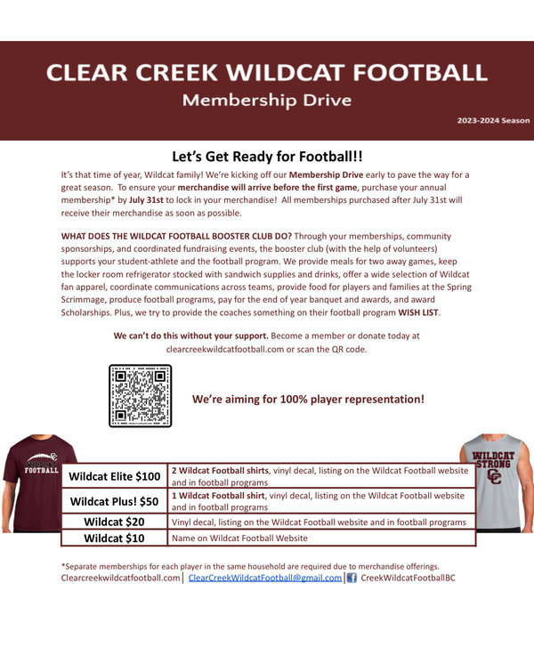 Clear Creek Football Booster Club Home Page