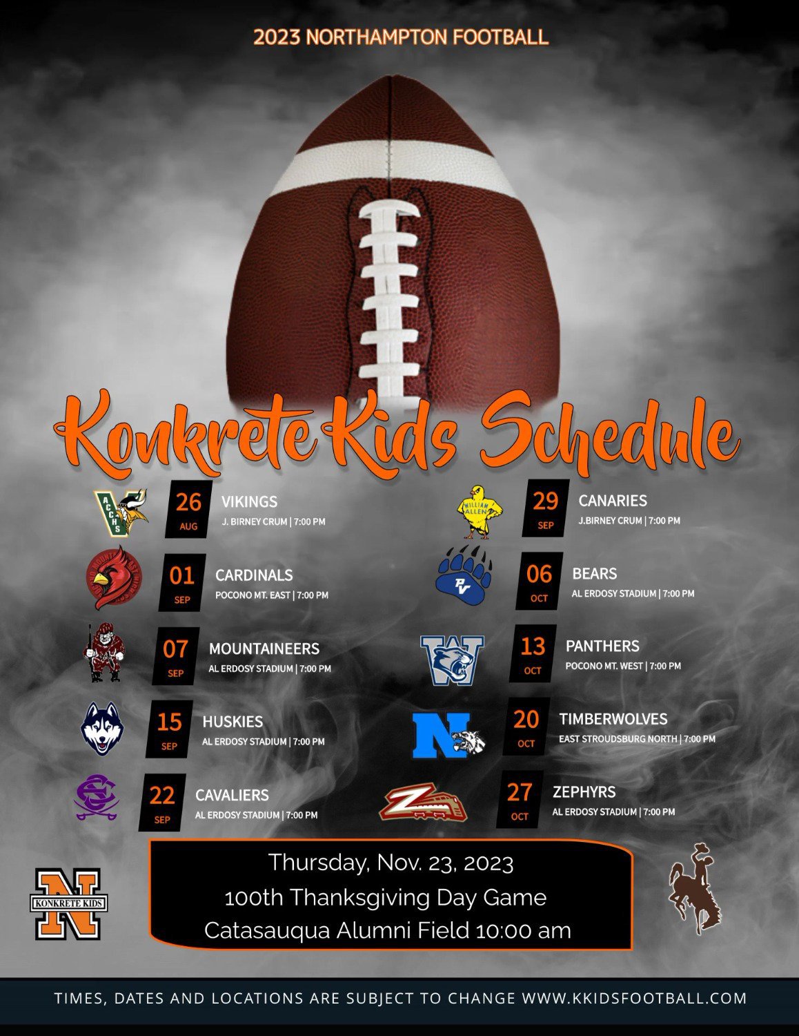 Thanksgiving Day High School Football Schedule