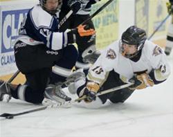 Sam Weber was one of several seniors players recognized by the Joel Barlow High hockey team - Photo Scott Mullin