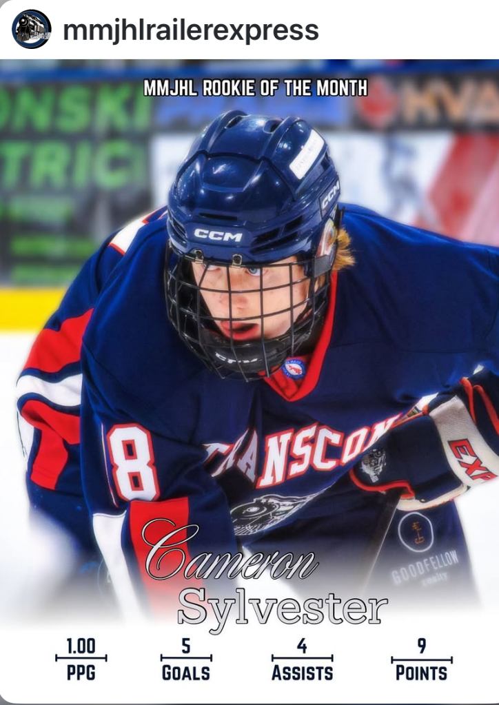 MMJHL Rookie of Month Oct