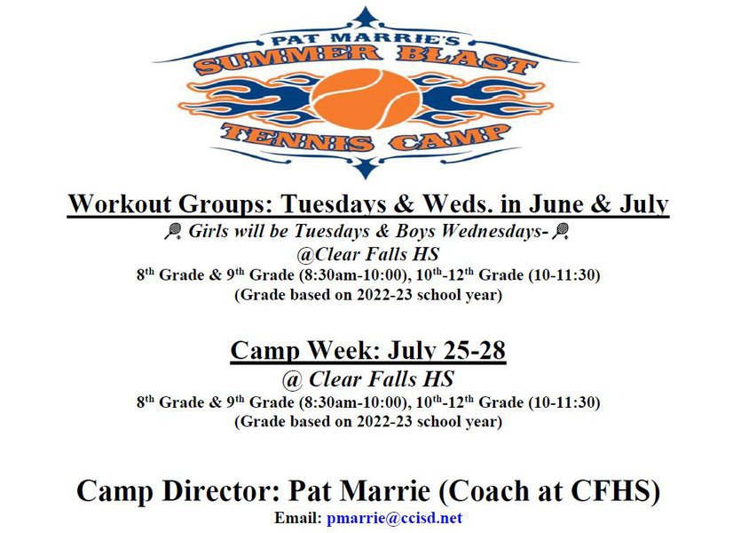 Click Here To Register for Coach Marrie's Summer Tennis Camp