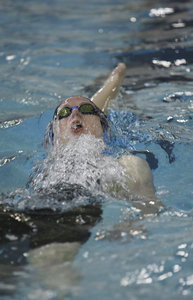 Roxbury's Allyson Kleinsorgen wins the girls 100 meter backstroke at Morris County Championships