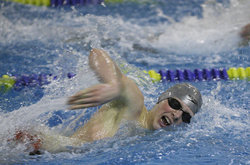 Roxbury's Josh Decker takes 2nd in the boys 100 m free race at the Morris County Swimming Championships at Morristown High School in Morristown