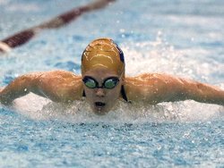 Roxbury freshman Jessie Spitzer swims the 100-yard butterfly