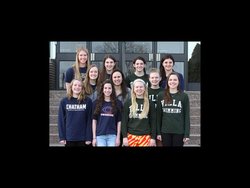All Daily Record girls swimming first team: (Back row, left to right) Allyson Kleinsorgen (Roxbury); Emily Gorham (Chatham); Carolyn Silverman (Villa 