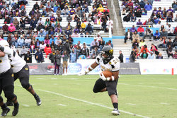 Big Freshman Jestin Kelly looks up field