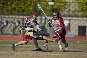 OP's no 10, Zeolla gets helicoptered by Lion defenseman