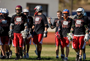Eagle Kevin Marshall celebrates with fellow 101 Starz at SCLA Day after beating Hollywood Starz (Crespi) 7-3