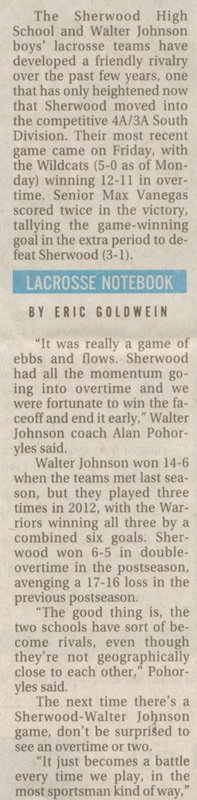 Sherwood - Walter Johnson Rivalry