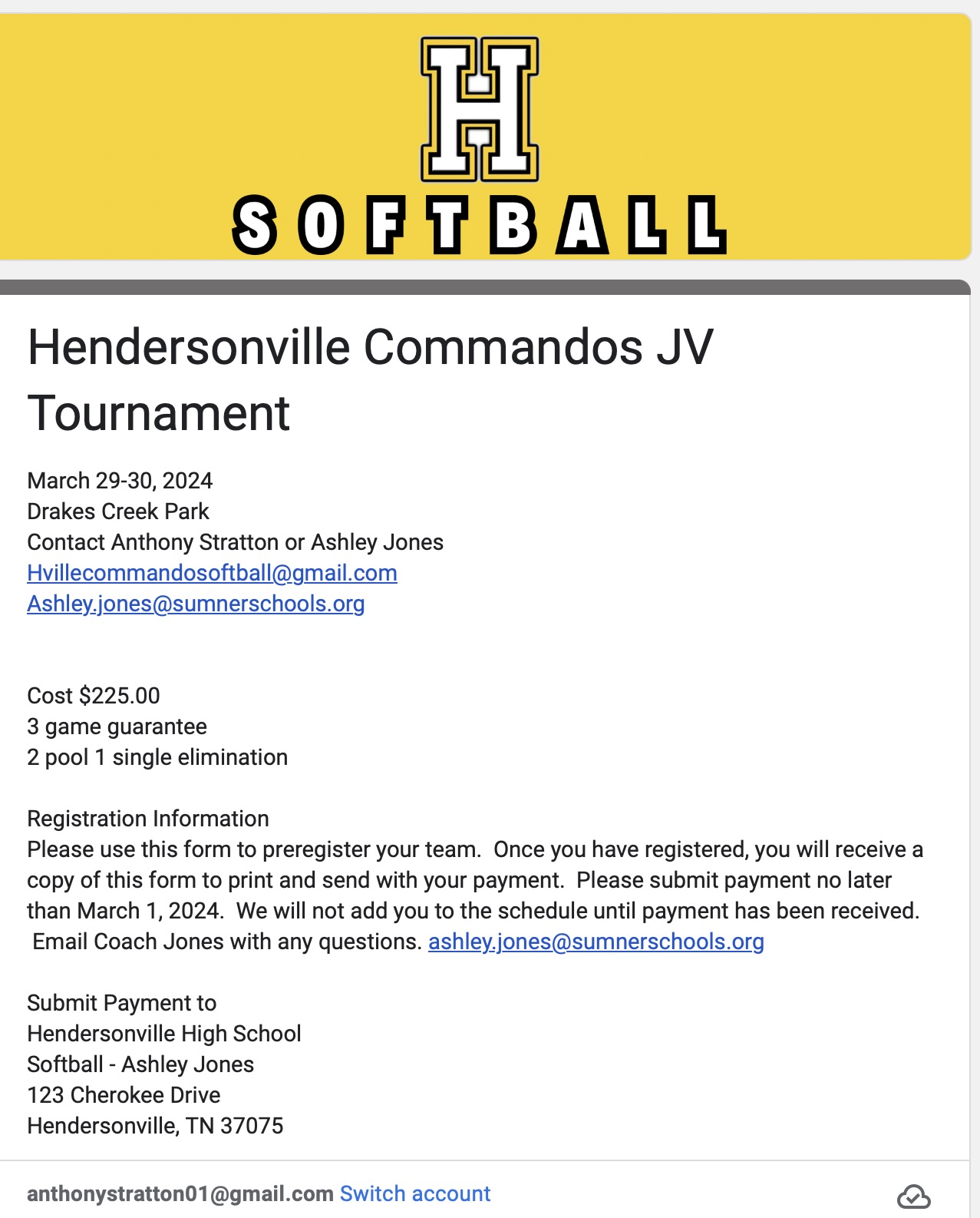 JV Tournament Registration