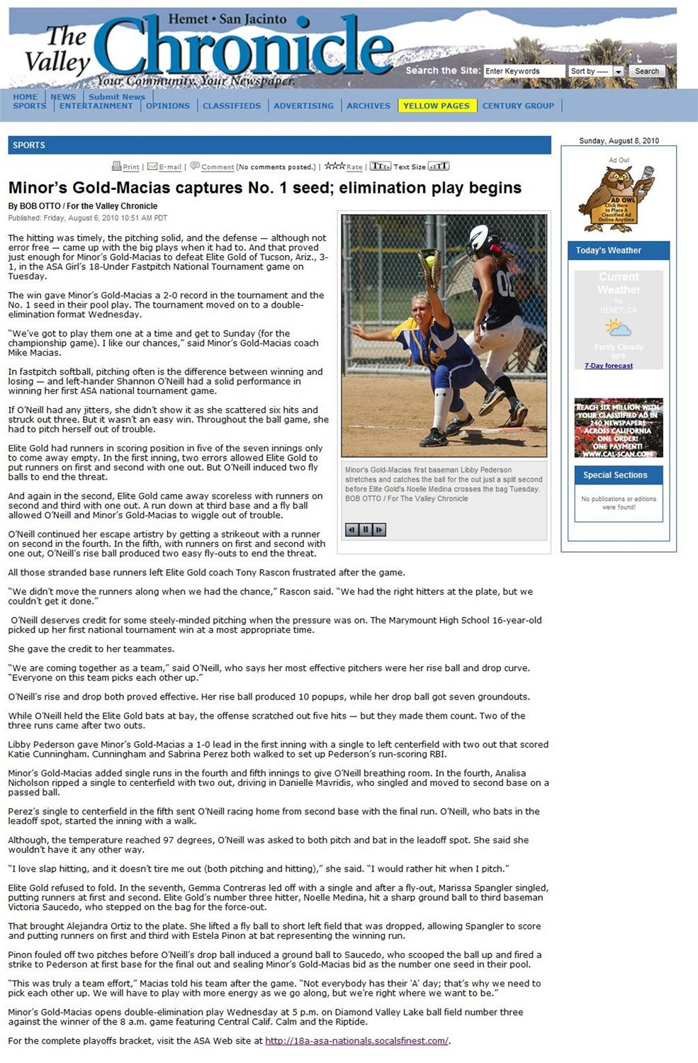 Minors Gold - Macias Captures No.1 seed 