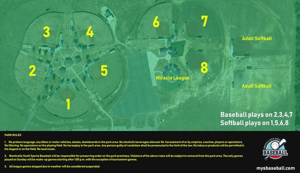 Monticello Sports Complex Field Map