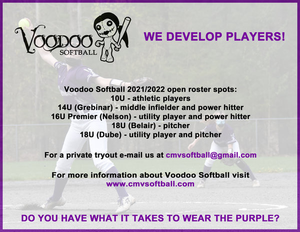 Central Mass Voodoo 10u 12u 14u 16u 18u 18 Softball